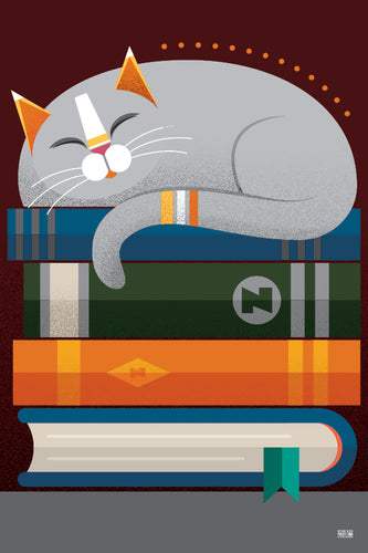 Classroom poster : Bookcase : Dozing Cat