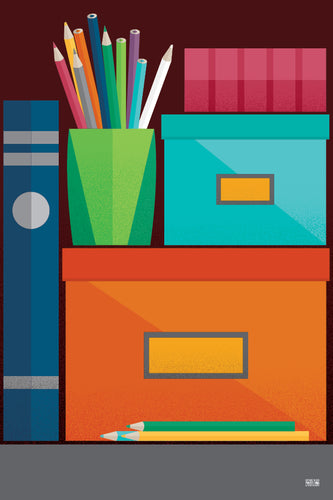 Classroom poster : Bookcase : Pencils