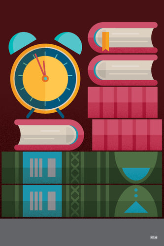 Classroom poster : Bookcase : Clock