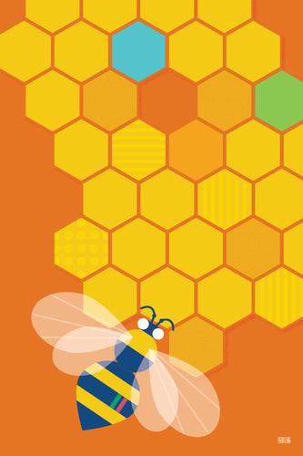 Classroom poster : Bee with honeycomb
